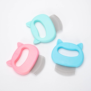 Peigne anti-puces pour animaux de compagnie, outil de toilettage pour chat, 9x10cm, vert menthe, rose, bleu, en plastique ABS, pour l'élimination des poils des chats - Product Image 2