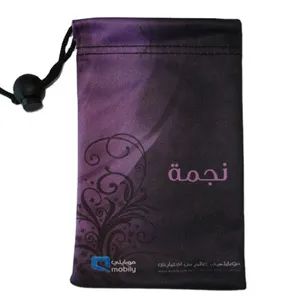 100% microfiber material mobile drawstring pouches and bags