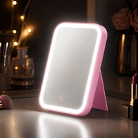 Miroir de maquillage LED portable de bureau, commande tactile, luminosité réglable, miroir de vanité pliable pour la maison, les voyages et les cosmétiques