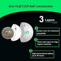 Balles de golf d'entraînement lumineuses activées par LED, phosphorescentes dans le noir, en caoutchouc écologique Wald AX-26518A, trois pièces, dureté 80-90