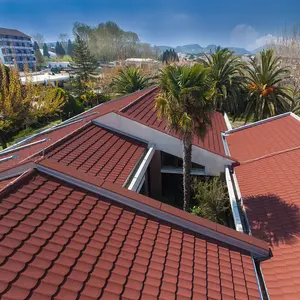 Factory Export Directly Villa Roof Design Modern Stone Coated Steel Roofing Sheet Building Material Sun Roof Tile