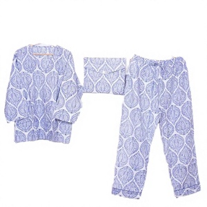 Ensemble de pyjamas unisexe en tricot floral 2024, imprimé numérique, 100% coton, col en V, taille élastique, vêtements de maison, occasions nocturnes - Product Image 1