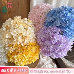 Hua Ding - Flor Artificial de Hortensia de Seda, Rama Individual, Decoración para Bodas, Arreglos Florales, Estilo Cremoso - Product Image 2