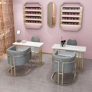 LE Modern and Minimalist <b>Nail</b> Art Long <b>Table</b> Sofa Set Salon <b>Table</b> Salon Furniture <b>Nail</b> <b>Table</b> - Product Image 2