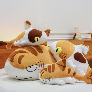 Peluche Gigante a Forma di Squalo Cartone Animato con Occhi Divertenti, Antistress, Cuscino Confortevole, Decorazione per Letto e Divano, 27 Pollici, in Pile Arancione - Product Image 3