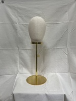 Maniquíes de Cabeza Cubiertos de Tela, Soporte de Exhibición para Pelucas y Sombreros con Cabeza Brillante, Soporte de Madera Personalizado Dorado para Exhibición de Sombreros al por Menor