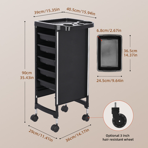 Chariot de rangement roulant à 5 niveaux en plastique pour salon de <span class=keywords><strong>coiffure</strong></span> avec logo personnalisé, mobilier de salon pour barbier - Product Image 2