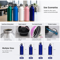 Bouteille d'eau sportive en aluminium personnalisée avec mousqueton et logo, bouteilles d'eau en gros pour cadeaux d'entreprise
