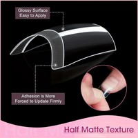 600 pièces de capsules d'ongles en gel souple transparentes, semi-mates, pour extensions d'ongles en acrylique, capsules d'ongles en gel nude