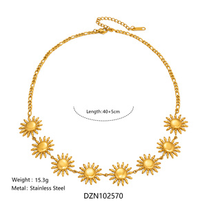 AW NUEVO BOHO APILABLE SUN MINIMALISMO URBANO COLLAR COLGANTE Dazan HOT 18K Chapado en oro libre de deslustre JOYERÍA de acero inoxidable - Product Image 2