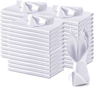 Serviettes de table en polyester jacquard faites à la main, personnalisées pour banquets, restaurants et hôtels, service OEM en gros, en stock, blanches - Product Image 1