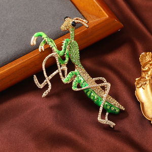 Nuevo broche <span class=keywords><strong>Mantis</strong></span> con incrustaciones de diamantes, accesorio personalizado europeo y americano, <span class=keywords><strong>flor</strong></span> para el pecho, broche de aleación de alta gama - Product Image 2