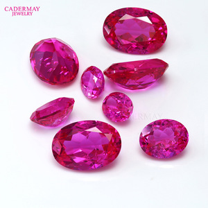 Cadermay Synthetic Rose Red Gemstone Oval Loose Stone For Jewelry Making - Product Image 1