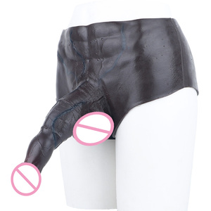Culotte avec pénis intégré de 20,23 pouces, couleur chair/noire, avec dispositif d'éjaculation, design réaliste, fonction pulvérisation d'eau, pour stimulation du point G et des fesses - Product Image 4