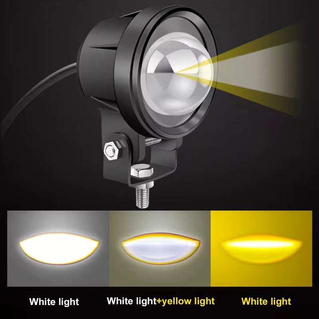 2026 BRAD Wholesale Motorcycle LED Spotlights Devil Eye Flashing Dual-Color Spotlights Lens Auxiliary Auto Universal Headlight