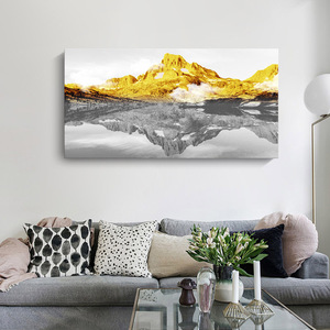 Bán Buôn Vàng Núi Phong Cảnh Sơn Dầu In Kỹ Thuật Số Phòng Ngủ Biểu Ngữ Vải Trang Trí Phong Cảnh Vải Sơn - Product Image 6