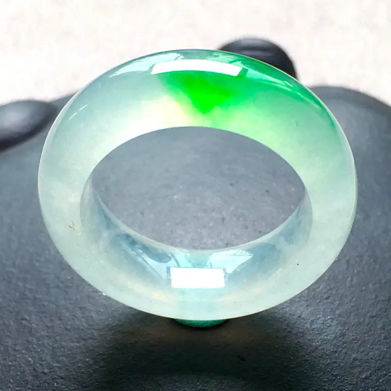 Anillo de Jade Natural para hombres y mujeres, joyería con certificado, Color flor flotante