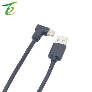 Codo chapado en oro tipo C a cable de datos de carga USB3.0, cable de datos de disco duro tipo C de ángulo recto de 90 grados en el puerto C - Product Image 1