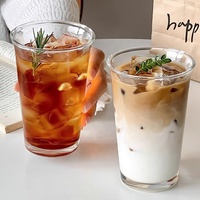 Verre épaissi clair coréen personnalisé en vrac Latte Americano lait tasse Logo maison eau thé verres à café