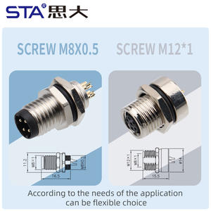 M8焊料金属插座M11x1螺钉母背板安装连接器3 4 5 6 8针黄铜触点M8隔板 - Product Image 4