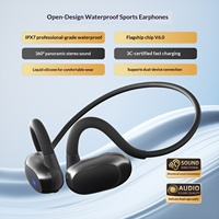 Headphone Nirkabel Sport Tahan Air IPX7 Model Kalung Leher F25 Baru dengan Kontrol Suara dan Pengisian Daya Tipe-C