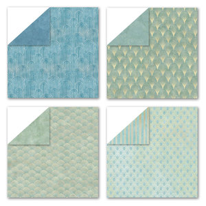 12x12 pollici Color verde acqua e oro tono damasco 48 modelli Double face <span class=keywords><strong>carta</strong></span> con motivi sccoupage Scrapbooking - Product Image 4
