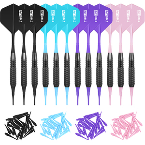 Cyeelife 12pcs 18g mũi mềm phi tiêu đặt Thùng màu đen 4 màu đúc trục và các chuyến bay với thêm Lời khuyên phi tiêu công cụ - Product Image 2