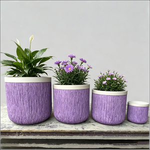 Grands pots à fleurs ronds en fibre de verre, légers, pour extérieur, durables, pour la décoration des centres commerciaux et l'utilisation en jardin. - Product Image 2
