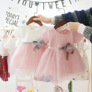 Summer Baby Girl Sweet Style Clothing Lace Flower Party Birthday Dress Tutu Skirt Fashion Party Baby Girl Dress Children Short