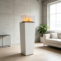 Cheminée électrique verticale autonome à vapeur d'eau, avec support français, flamme LED, certifiée CE, contrôlée par application intelligente, pour usage intérieur
