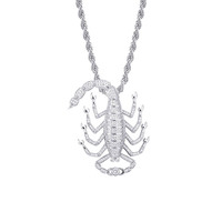 Collier Pendentif Scorpion Personnalisé Sertie de Strass Chaîne Cordon Bijoux Hip Hop Fabricant OEM ODM Personnalisé