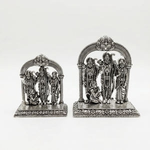Statues Religieuses en Argent Pur de Lord Rama, Sita, Lakshmana et Hanuman – Décorations de Temple, Statues de Dieux en Argent Fini Ram Darbar - Product Image 6