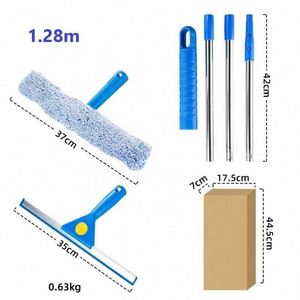 Nettoyeur de vitres multifonction moderne en acier inoxydable avec manche télescopique pour le nettoyage des fenêtres de grandes tours hôtelières - Product Image 3
