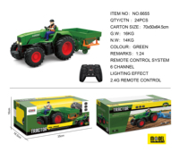 2024 Últimas ventas Canal 6 1/24 Simulación Vehículo agrícola RC Tractor con máquina de siembra Juguete RC Tractor