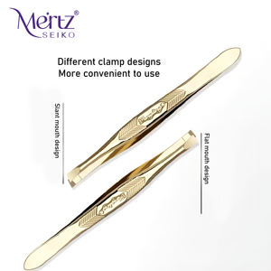 Pinset ujung miring emas mawar kualitas tinggi pegangan presisi pembentuk alis baja tahan karat alat kecantikan profesional - Product Image 6