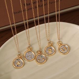 Nokta mühür renk koruma cast kaplama 18-karat altın kontrast kolye kolye kadın 12 burç Tarot kolye - Product Image 2