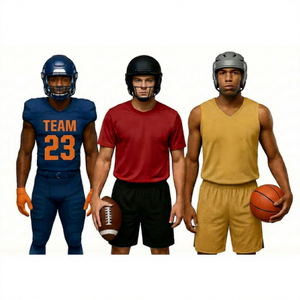 Ensemble de maillots de football américain USA imprimés, 100 % polyester, tissu mesh premium, coupe unisexe adulte, manches courtes, séchage rapide, personnalisable - Product Image 1