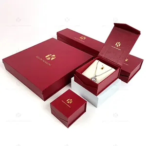 Vente en gros d'usine d'ensemble de boîtes à bijoux en papier boîte à bijoux magnétique personnalisée emballage de luxe