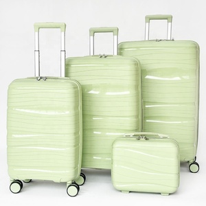 Ensemble de 3 valises rigides en plastique léger à roulettes avec trousse de toilette, anti-casse, en PP, bagages cabine - Product Image 2
