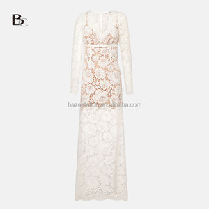 Commercio all'ingrosso personalizzato OEM/ODM di alta qualità produttori di abbigliamento Premium fiore di lusso pizzo Cocktail-scollo a V vestito elegante per le donne - Product Image 4