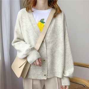 Coréen <span class=keywords><strong>Chic</strong></span> Tops Femmes <span class=keywords><strong>Pull</strong></span> Cardigans Oversize Automne Hiver Femme Filles col V En Tricot Cardigans Filles Outwear Pulls - Product Image 2