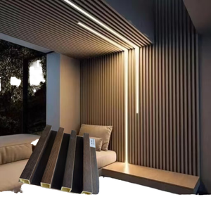 Panneau mural en WPC moderne, écologique, résistant à l'humidité, imperméable, ignifuge, en plastique, à lattes cannelées, pour revêtement intérieur/extérieur <span class=keywords><strong>d</strong></span>'hôtel 5 - Product Image 1