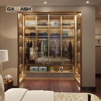 Armoire moderne design personnalisée de luxe Armoire à vêtements en verre Meubles de chambre à coucher Armoire-penderie Combinaison de meubles