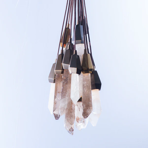 Sang trọng nghệ thuật cổ điển đá Smokey trắng pha lê thay đổi độ sáng <span class=keywords><strong>LED</strong></span> mặt dây đèn cho phòng khách - Product Image 1