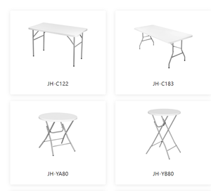 Ensemble <span class=keywords><strong>de</strong></span> table et <span class=keywords><strong>de</strong></span> <span class=keywords><strong>chaises</strong></span> pliantes d'extérieur modernes et portables, <span class=keywords><strong>6</strong></span> pieds, en plastique blanc, pour événements et fêtes - Product Image 2