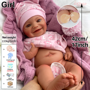 Muñeca Reborn Pintada a Mano de 42 cm/17 Pulgadas, Muñeca de Moda con Expresión Inocente de Recién Nacida, Regalo para Coleccionistas, Cumpleaños - Product Image 2