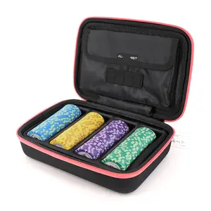 트레이가있는 맞춤형 옥스포드 패브릭 500 포커 칩 게임 가방, 카지노 포커 칩 케이스 휴대