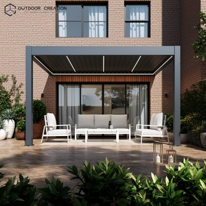 Pergola de jardin extérieure motorisée électrique en aluminium à lames orientables, murale, 4x3m, imperméable, avec revêtement en poudre, Prestige - Product Image 2