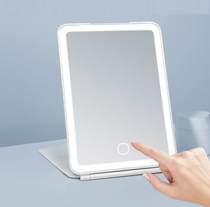 <span class=keywords><strong>Miroir</strong></span> de maquillage de voyage rechargeable FUNTOUCH avec lumières LED, <span class=keywords><strong>miroir</strong></span> cosmétique pliable éclairé portable, écran tactile - Product Image 5