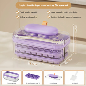 Moule à glaçons à pression, moule à glaçons <span class=keywords><strong>de</strong></span> qualité alimentaire, boîte <span class=keywords><strong>de</strong></span> rangement pour glaçons, libération à une touche, grande capacité, outil <span class=keywords><strong>de</strong></span> congélation domestique avec couvercle - Product Image 5